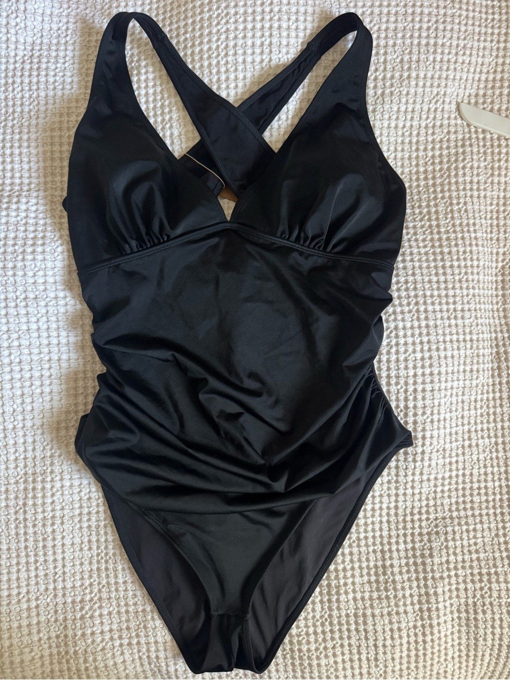 Black One-Piece Swimsuit with Cross-Back Straps